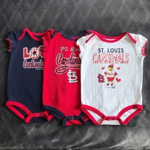 MLB St. Louis Cardinals Girl’s Onsie 3 Pack | 12M